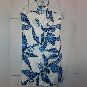 Lilly Pulitzer Daphne Fallin in Love Seashell design halter dress size 4 EUC